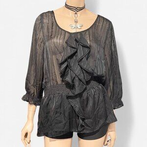 attention Black semi sheer women’s top Blouse size XL